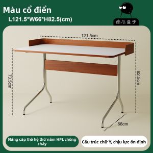 Bàn Làm Việc Gỗ Thật và Thép Không Gỉ Phong Cách Hiện Đại Trung Thế Kỷ