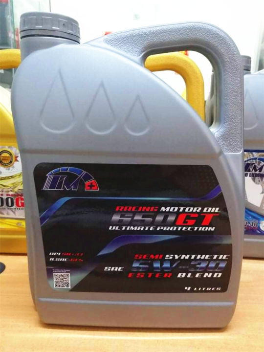 KM+ Nano Ester Blend Lubricant Semi Synthetic 650GT SAE 5W-30 4L Engine oil / Racing Motor oil High performance, more power and fuel efficiency timemax
