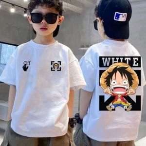 Bandai | 2026 Summer Kids Short Sleeve T-shirt One Piece Cartoon Print Loose Thin Trendy Casual Basic Top