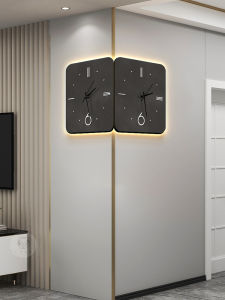 HAOJIUBUJIAN | Modern Quiet Wall Mount Clock With Night Light Dual-sided Display