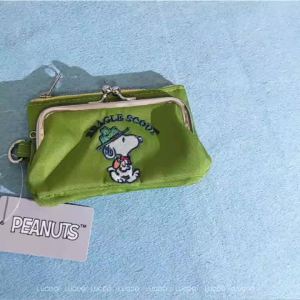 Phong cách Nhật bản hoạt hình snoopy thêu Nụ Hôn Khóa Ví đựng xu dễ thương Clip tài liệu thẻ dây kéo lưu trữ Pouch cho ngắn đi chơi