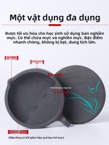 ZIFANGZHAI | Đá Mài Mực Thư Pháp Có Nắp Chất Liệu Sheyan Thiên Nhiên Mẫu Vẽ Sóng Ngăn Mực Khô