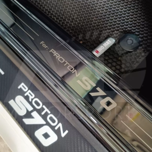 Proton S70 Door Step Side Scuff Plate Sill Plate Guard Protector Stainless Steel Titanium Black (2023-Current) ARL Motor