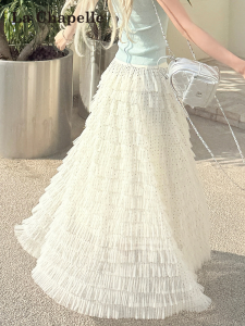 La Chapelle | Dotted Lace Mesh Half Skirt