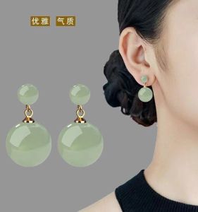 S925 Sterling Silver Vintage Court Turquoise Stud Earrings Womens Gemstone Hoop Earrings Fashion Jewelry Accessories