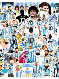 Messi World Football Mr. Gold Ball Award Champion Stickers Body Car Water Cup Luggage Waterproof PVC Sticker Set of 50