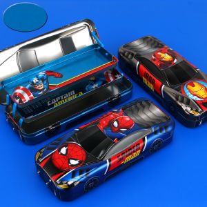 Hot Toys | Marvel Spider-Man Pencil Case Handsome Cartoon Iron Man Captain America High-capacity Bilayer Pencil Box Gifts