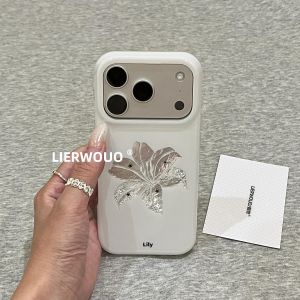 LIANGWU | Laser-cut Hollow Lace Lily Floral Simple Style Phone Case