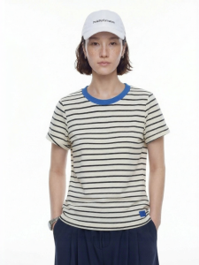 Stripe Regular Fit Short Sleeve Slimming T-Shirt
