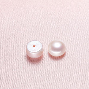 Natural water Pearls Pink Purple DIY Earrings Rings Brooches Real Pearl Flat round Semi-Hollow Jewelry Accessories