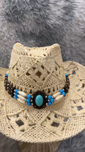 หมวกคาวบอยผ้าถัก +สายหินฟ้าใหญ่ มีรูระบายอากาศ สวมใส่สบาย 05-X6+00HAT07