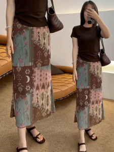 MEITESIJIAONU | Elegant Retro Print Skirt Summer Thin