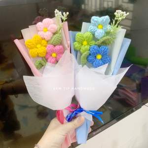Bó hoa len 5 cánh nhiều màu handmade