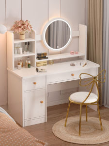 Modern Minimalist Popular Makeup Desk Integrated Storage Cabinet Small Size Bedroom Table with Mirror And Drawer for Adults