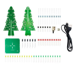 Creative 3D Christmas Tree LED DIY Kit Red/Green/Yellow LED Flash Circuit Kit Electronic Welding Fun Suite 3 Color/7 Color PCB