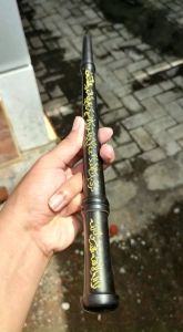 Tongkat Komando Mini Kayu Kelor Hitam Ukir Kaligrafi Panjang 35 cm
