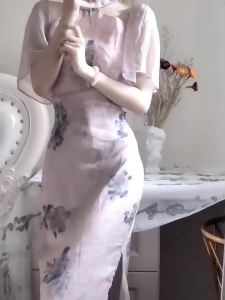 New Chinese Style National Style Halter Dress Womens Summer Young Girls Improved Cheongsam 2022 New Tea Dress