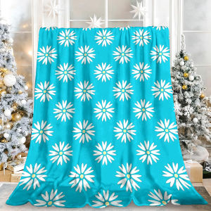 Beast Kingdom | Turquoise Floral Design Standard Size Plush Cozy Microfiber Bedding Blanket Ideal for Christmas Tree Holiday Party Decoration