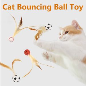 Cat Interactive Ball Toys Interactive Bouncy Ball with Feathers Cat Toys for Indoor Cats and Kittens