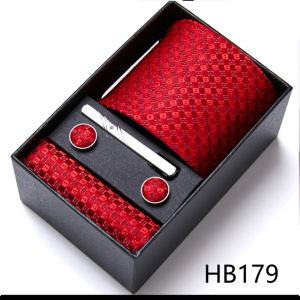 Bộ Cà Vạt Khuy Măng Sét Nam Màu Đỏ Chất Liệu Polyester Kèm Khăn Túi Quà Tặng Độc Đáo Cho Đám Cưới Và Các Dịp Khác
