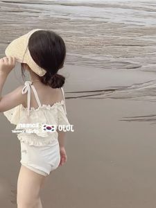 ชุดว่ายน้ำเด็กผู้หญิง ชุดเดรสยาวปานกลาง ผ้าฝ้ายผสมโพลีเอสเตอร์ ลายดอกไม้ ดีไซน์เก๋ไก๋ สำหรับเด็กวัย 3-8 ปี