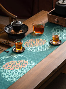 Waterproof Bamboo Table Flag Simple Elegant Chinese Style Tea Table Mat Vintage Pattern Tea Ceremony Decorative Table Banner
