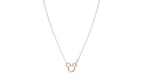 ALUXE 10K Gold BabyRing Diamond Necklace Mickey Mouse Shape Bicolor Disney Classic Mickey Series NNDM001