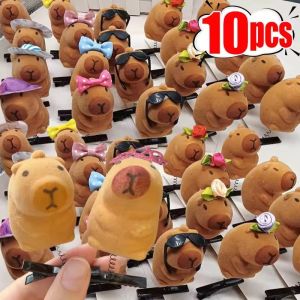 5/10pcs Kawaii Hair Clip Fashion Children Bow Tie 3D Capybara Animal Plush Hairpin Funny Style Duckbill Clips Headdress Gifts