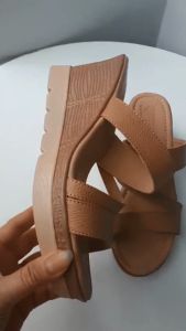 Dép nữ đế xuồng da bò thật cao cấp VI VI .Đế cao 7 phân êm nhẹ