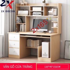 Bàn làm việc bàn máy tính thiết kế thêm phần kệ đựng sách bên trên 2X Decor- 2X165.