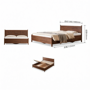 YUANSHI YUANSU | Modern Minimalist Oak Solid Wood Double Bed