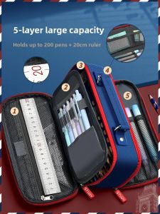 MONLEYTA | British Style Large Capacity Canvas Pencil Case Boys Girls Elementary School Stationery Box Simple High Aesthetic Value