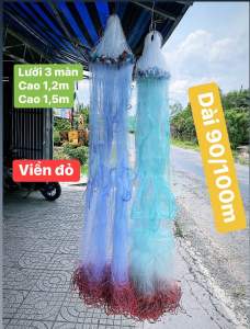 Lưới 3 màn lưới viền đỏ lưới đánh chìm lưới chì nặng - cao 15m và 12m