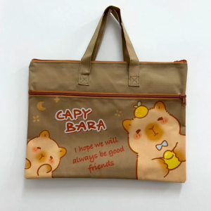 Capybara Tuition Multipurpose Bag A4 Document School Kids Carry Bag Zipper File Book Stationery Storage Bag 卡皮巴拉学生儿童补习包