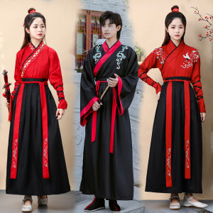 ชุดฮันฟูคู่รัก ผ้าฝ้ายผสมโพลีเอสเตอร์ ฤดูใบไม้ร่วง 2019 แฟชั่นแบบปรับปรุงใหม่สำหรับนักเรียนชายและหญิง