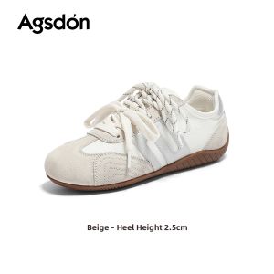 Agsdon | Thick Sole Breathable Ballet Design Versatile White Shoes