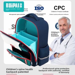 Ruipai Spine Protection Backpack Large Capacity Double Shoulder Bag for Primary School Students Elementary Grade 1-3-6