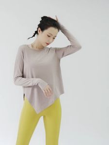 【HOTSHOW】Baju Olahraga Wanita Atau Atasan Olahraga Wanita Lengan Panjang Bernapas Longgar Panjang Lari Kebugaran Blus Yoga Top Wanita