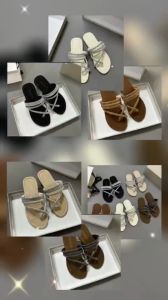 Dép Nữ Da Mịn Cao Cấp X Thiết Kế 3 Dây Đá Ngang Xen Kẻ Đế Chống Trơn Trượt