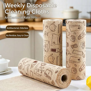 Weekly Disposable Paper Towels Roll Thicken Strong Absorbent Cleaning Rag Tearable Kitchen Dish Cloth for Home Use 25cm