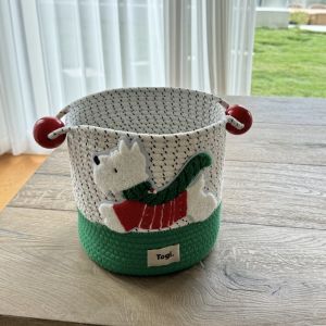 Large Capacity Cotton Rope Woven Storage Basket Cute Little Dog Design for Clothes Toys Miscellaneous Items Decoration