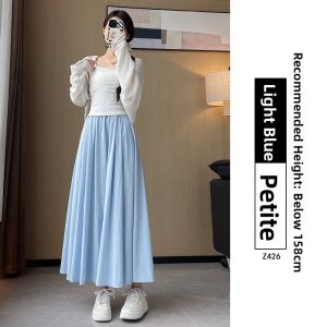 YAYANGREN | Summer Lightweight High Waist Drapey Petite Ice Silk Culottes Skirt