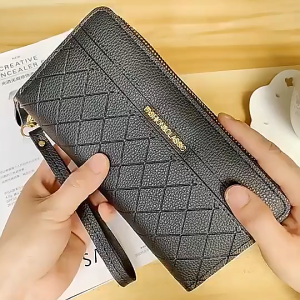 Ví nữ dài cầm tay phối caro và màu sắc tinh tế và sành điệu kiểu dáng 2 khóa sang trọng NEW-0019