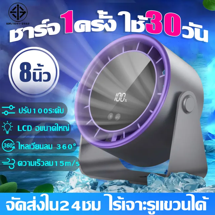 🧊คืนถ้าไม่เย็น🧊พัดลมตั้งโต๊ะ พัดลม พัดลมพกพา 8000mAh ตั้งโต๊ะ/ติดผนัง ...