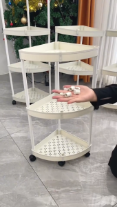 ชั้นวางของเข้ามุม วัสดุพลาสติก รับน้ำหนักดี ถอดประกอบได้ 2-3 ชั้น ประหยัดพื้นที่ ดีไซน์ทรงสวย พร้อมล้อเลื่อน