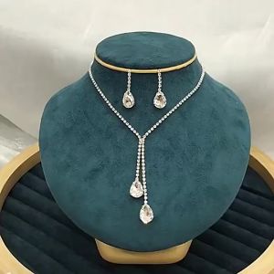 YADORNOS Set Perhiasan Pernikahan Wanita Berlian Imitasi Kalung Pengantin Pesona Dan Anting Ulang Tahun Anniversary Hari Ibu Hadiah
