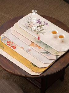 New Chinese Style Living Room Table Flag Tea Mat Jojos L PD Zen Tea Ceremony Tablecloth Purple Spring Valley Gold Sticker