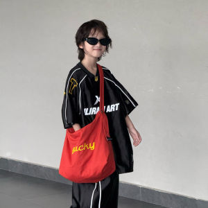 Childrens Canvas Shoulder Bag Large Capacity Travel Lightweight Cool Tote Bag Outing Student Party Parent-Child Butterfly Knot