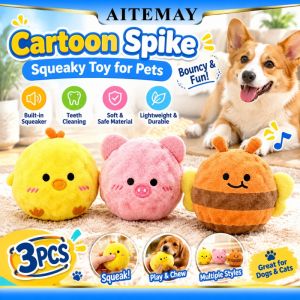 Aitemay 3 cái bóng bóp kêu hoạt hình đồ chơi cho thú cưng Đồ chơi nhai cho chó sang trọng siêu bouncy mèo con chó con mèo con tương tác hình thú ngộ nghĩnh đồ chơi âm thanh chơi trong nhà tập thể dục lấy hỗ trợ Đào Tạo