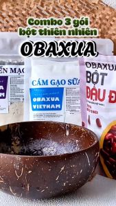 Combo 3 Bột đắp mặt Dưỡng Trắng OBAXUA gồm bột Đậu Đỏ Yến Mạch Cám Gạo cho làn da mềm mại & rạng rỡ (75gx3)